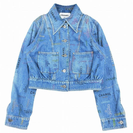 Chanel Coco Chanel 22p Logo Print Coco Mark Denim Jacket G Jean Outerwear