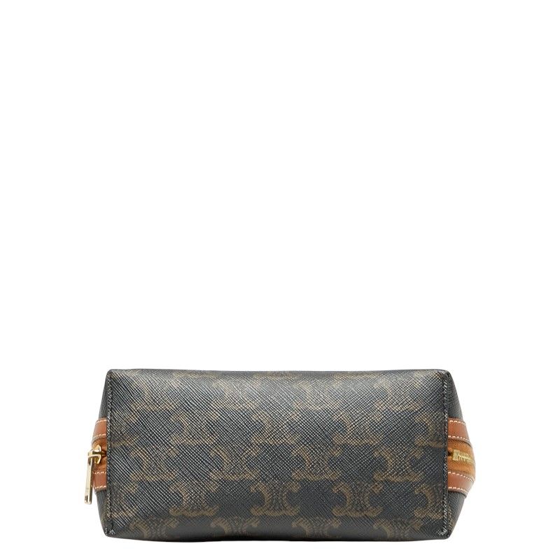 Celine Triomphe Black Brown PVC Leather Women's Celine
