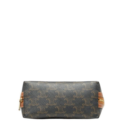 Celine Triomphe Black Brown PVC Leather Women's Celine