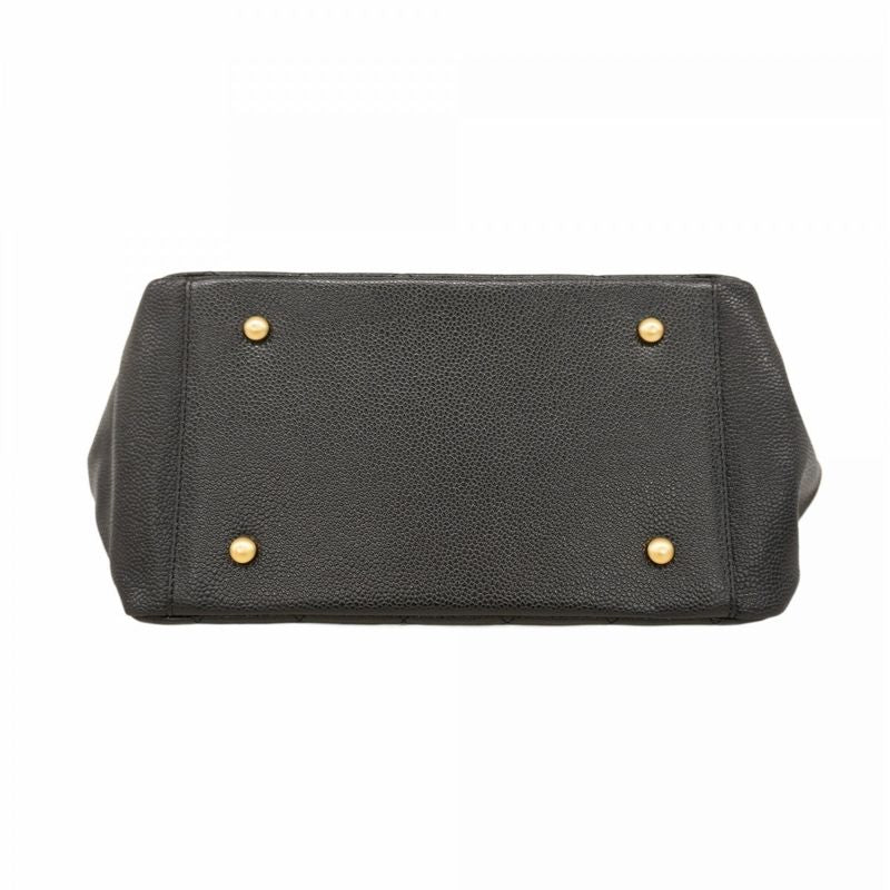 Chanel Handbag Matelasse Chain Caviar Skin Black Gold Hardware Women