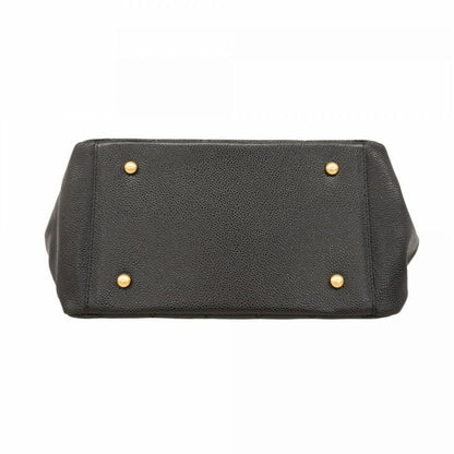 Chanel Handbag Matelasse Chain Caviar Skin Black Gold Hardware Women