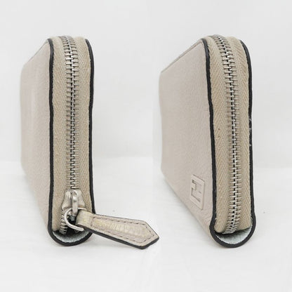 Fendi Round Zip Zipper Long Wallet Light Gray Light Blue 7m0210