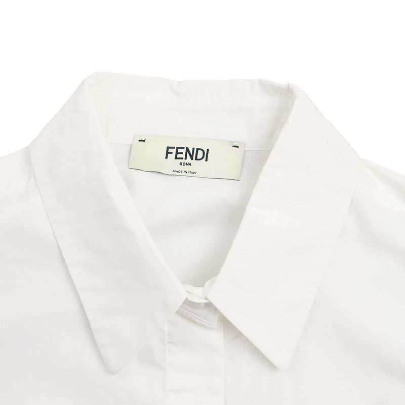 Fendi 23ss Ff Pocket Cropped Blouse Shirt Fs7477 Aflk White 40