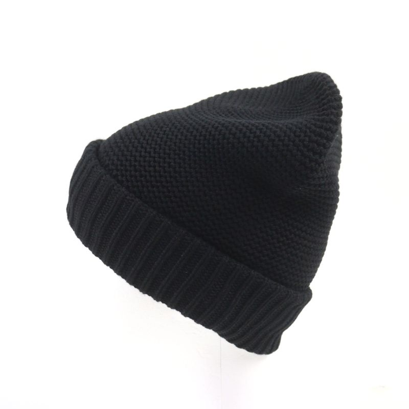 Hermes 100% Cashmere Sheepskin Leather Knit Hat With Logo Tag Beanie Knit Cap