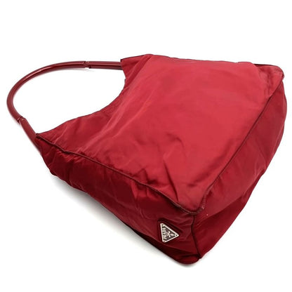 Prada Tote Handbag One Shoulder Plastic Handle Nylon Red Vintage Ladies Men