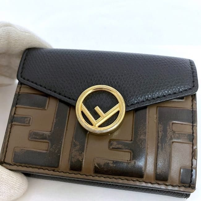Fendi Trifold Wallet Black Brown Fize 8m0395
