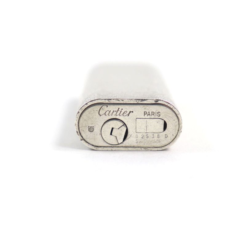 Cartier Allover Pattern Oval Form Roller Lighter Silver Swiss Made Men's