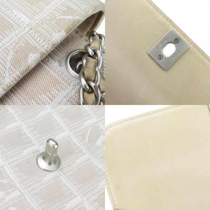 Chanel Shoulder Bag New Travel Line Nylon Pink Beige Pink Beige Silver Hardware