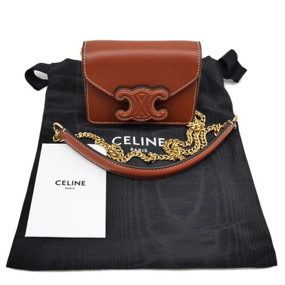 Celine Triomphe Card Holder With Chain - 10j743dpv.04lu Tan Brown