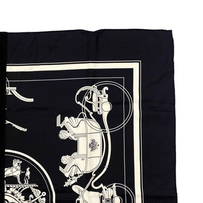 Hermes Scarf Carré H Hybrid 90 Ex-Libris Ecru Noir Black Hybride Ex-Libris