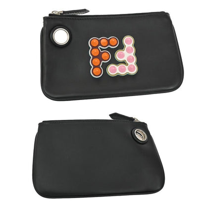 Fendi Clutch Bag Triplet Pouch Studded Black Pink Orange 35ka614