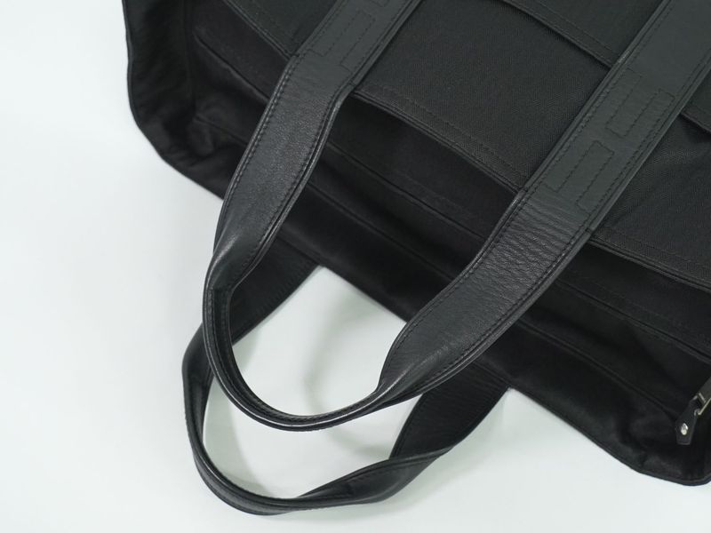 Authentic Hermes Acapulco MM Tote Handbag Canvas Black Acapulco Bag Pre-owned