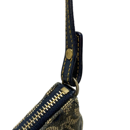 Dior/christian Dior Handbag Saddle Pouch Navy And Ivory Leather