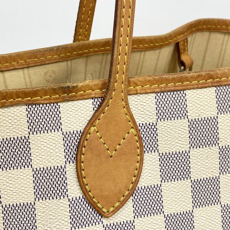 Louis Vuitton Tote Bag Damier Azure Neverfull MM N51107 White Ladies
