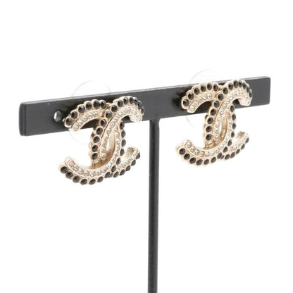 Chanel Earrings Earring Gold Coco Mark Rhinestone