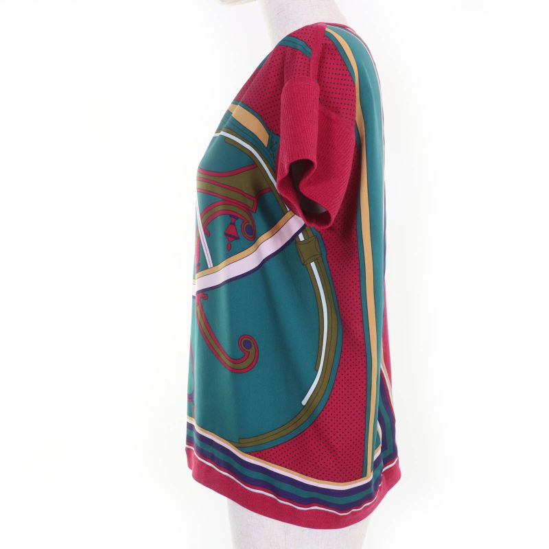 Hermes George Washington's Carriage 100% Silk Twill Raine Short Sleeve Knit