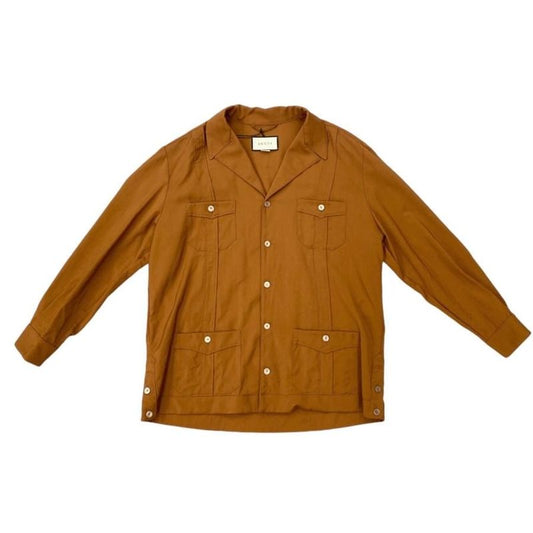 Gucci Long Sleeve Shirt with Pockets 579077 Size 50 Wool Brown Gucci