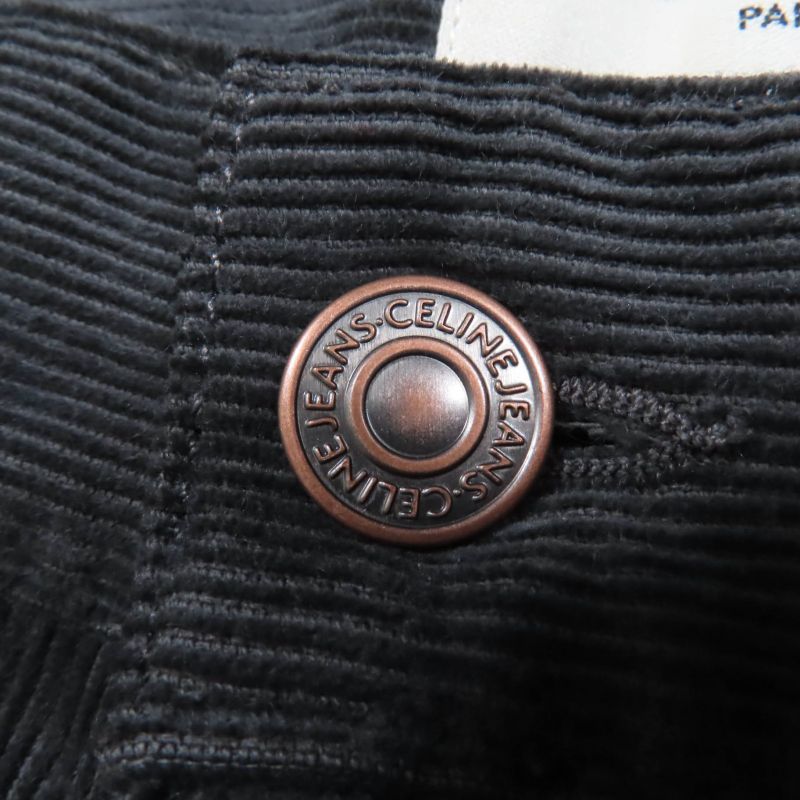 Celine 100% Cotton Corduroy Flared Pants Bottoms Dark Green 24 Made In Italy