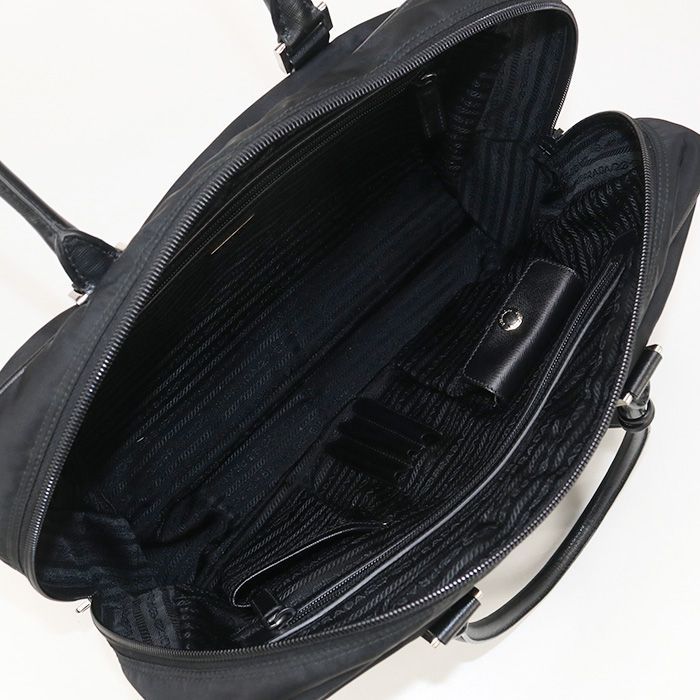 Prada Business Bag Va0702 Briefcase Nylon Saffiano Leather Men's