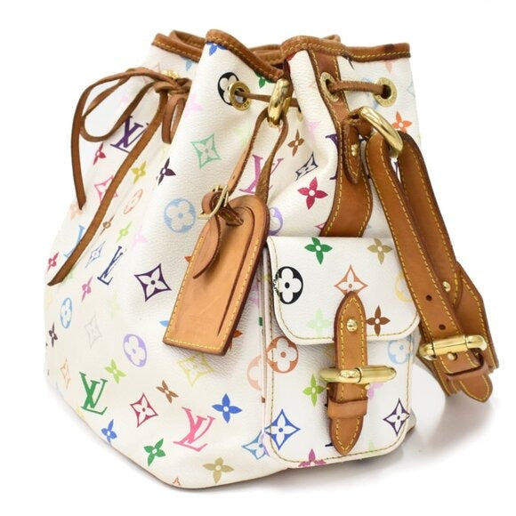 Louis Vuitton Multicolor Petit Noe Monogram Bucket Shoulder Bag White