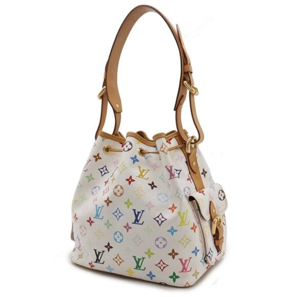 Louis Vuitton Multicolor Petit Noe Monogram Bucket Shoulder Bag White