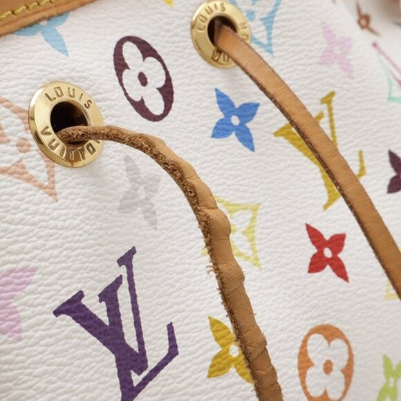 Louis Vuitton Multicolor Petit Noe Monogram Bucket Shoulder Bag White