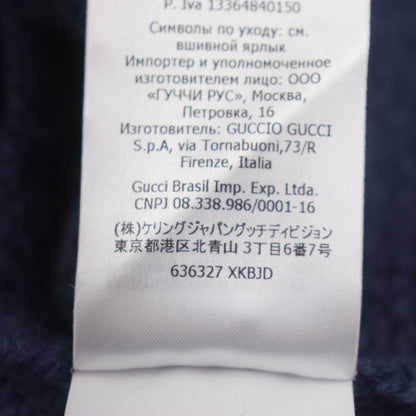  Gucci 636327 100% Wool GG Embroidery Embroidered Crew Neck Knit Sweater Navy