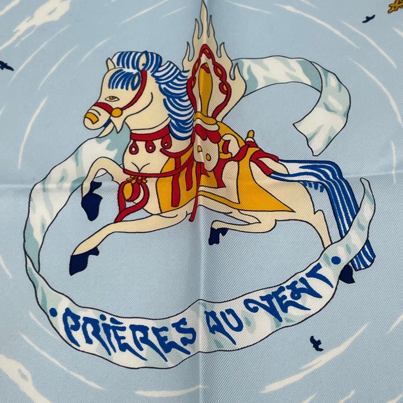 Hermes Carre 90 Prieres AU VENT Prayer In The Wind Silk Scarf Red