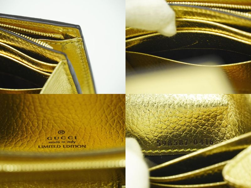 Authentic Gucci GG Marmont GG Supreme Leather Bifold Fold Wallet Compact Wallet