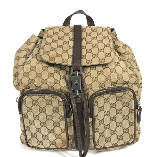 Gucci Backpack Sac GG Logo Backpack 114552 GG Canvas/leather Beige