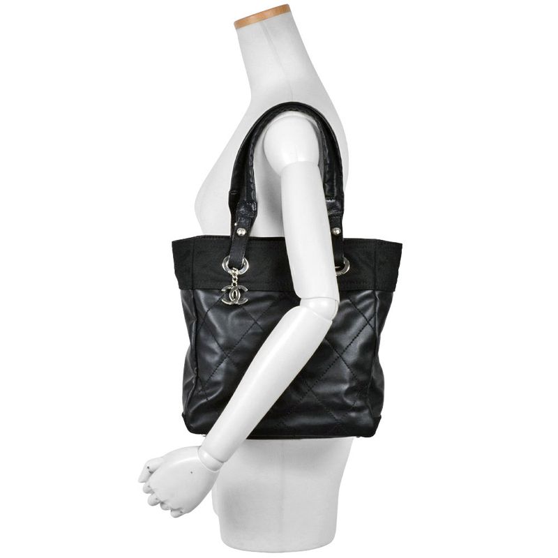 Chanel Paris Biarritz PM Tote Bag Coated Canvas Coco Mark