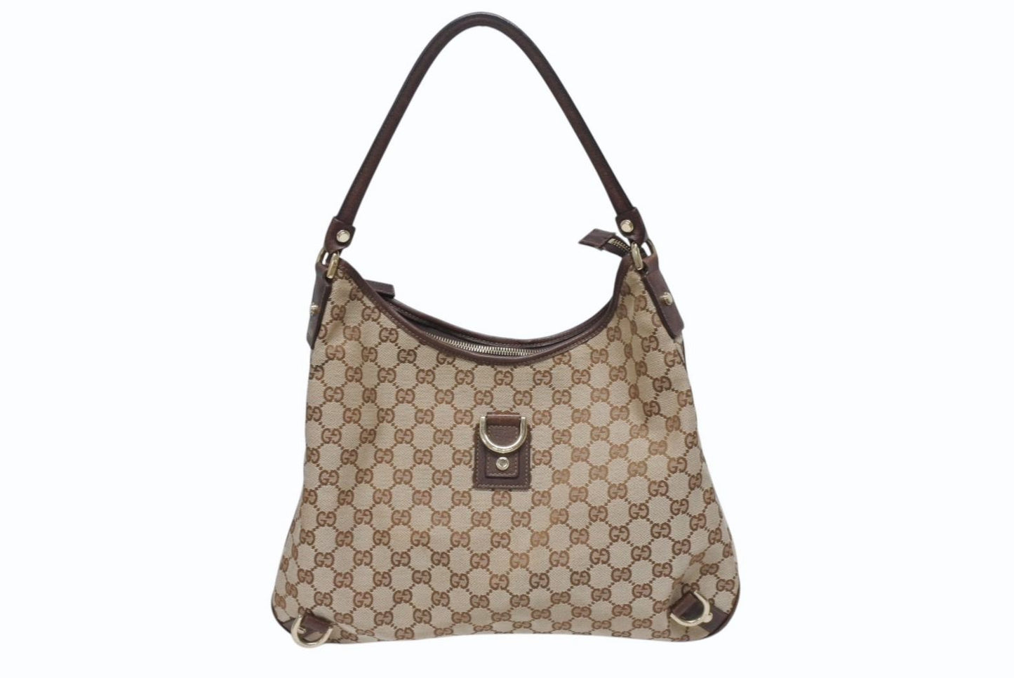 Gucci Bag Handbag GG Canvas Leather Beige Brown Gold