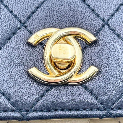 CHANEL 24K Vintage Classic Single Flap Quilted Lambskin Chain Bag Tan