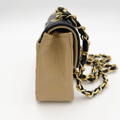 CHANEL 24K Vintage Classic Single Flap Quilted Lambskin Chain Bag Tan