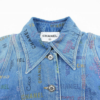 Chanel Coco Chanel 22p Logo Print Coco Mark Denim Jacket G Jean Outerwear