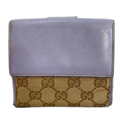 Gucci W Hook Wallet In GG Pattern 203549 Beige And Light Purple Leather