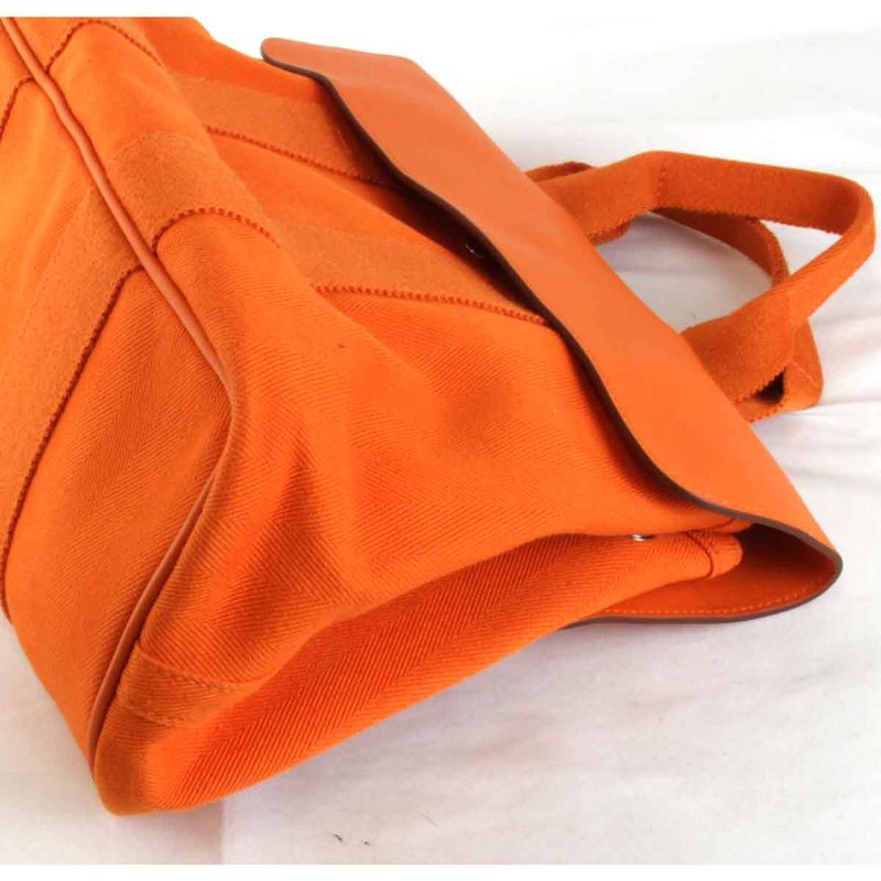 Hermes Valparaiso PM □P Engraved Handbag Leather / Canvas Orange