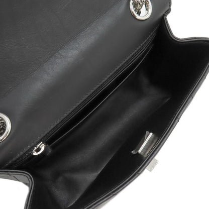 Chanel Shoulder Bag Chevron 2.55 20 Leather Black Silver Hardware Black W Chain