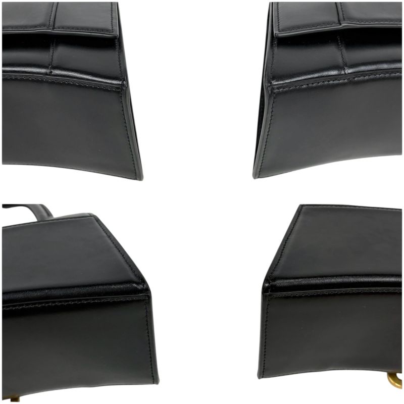Balenciaga Hourglass 2WAY Mini Shoulder Bag Black Gold Hardware Leather