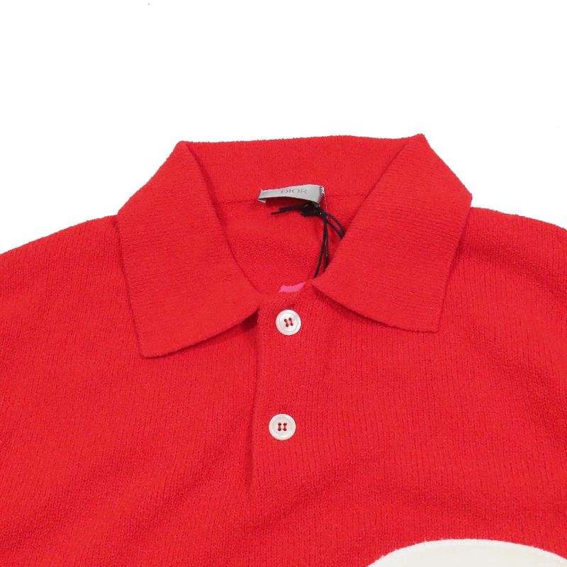 Unused 23ss Dior Rabbit Patch Cotton Knit Polo Shirt Short Sleeve Rabbit