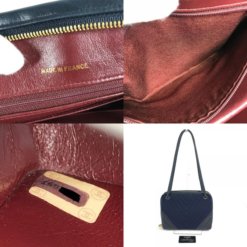 Chanel Shoulder Bag Quilted Jersey Navy