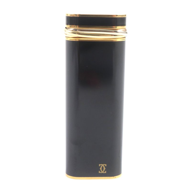 Cartier Trinity Oval Logo Roller Gas Lighter Black Gold Silver Swiss Made