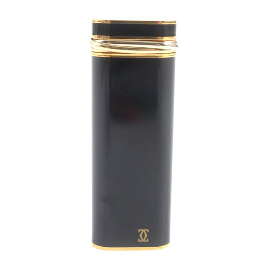 Cartier Trinity Oval Logo Roller Gas Lighter Black Gold Silver Swiss Made