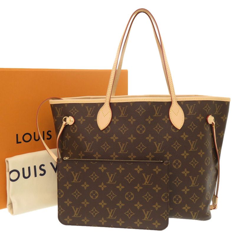 Louis Vuitton Current New Shape Neverfull MM Monogram Rose Beige M46975 Tote