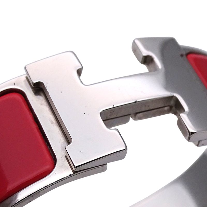 Hermes Bangle Women's Brand Click Classic H GP Silver Red Classy Fashionable E