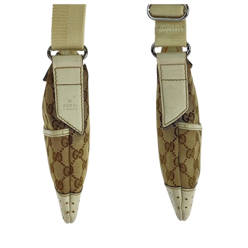 Gucci Brown Ivory Silver Hardware GG Canvas/leather 147671 Shoulder Bag