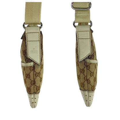 Gucci Brown Ivory Silver Hardware GG Canvas/leather 147671 Shoulder Bag