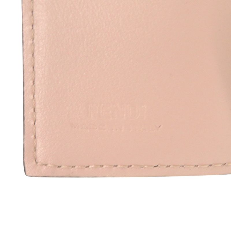 Fendi Roma Micro 8m0395 Leather Pink Trifold Wallet 0377 Fendi