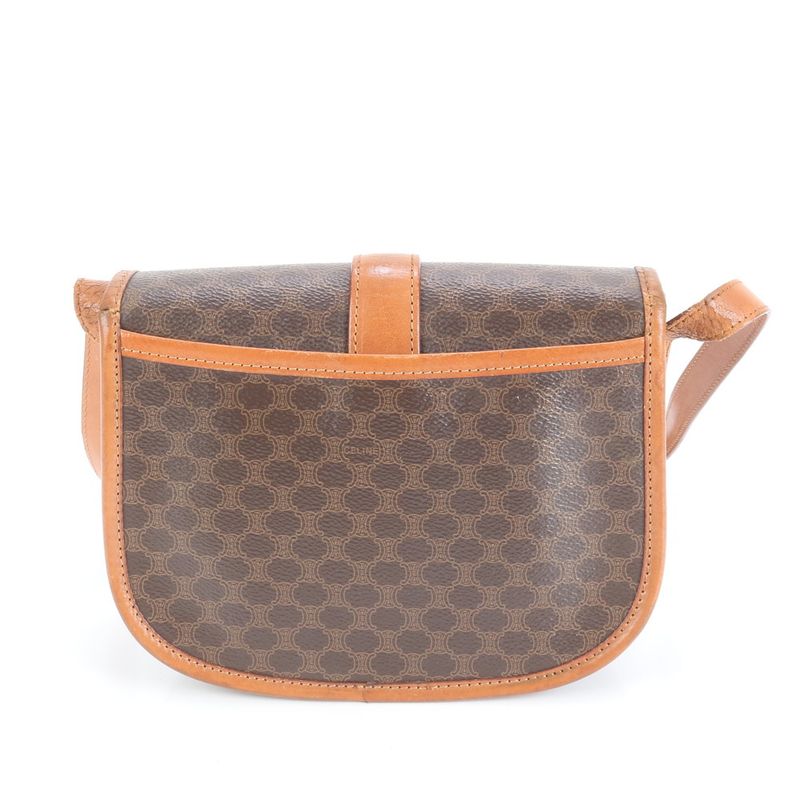 Vintage Celine Macadam Leather Shoulder Bag Crossbody Gold Hardware Genuine