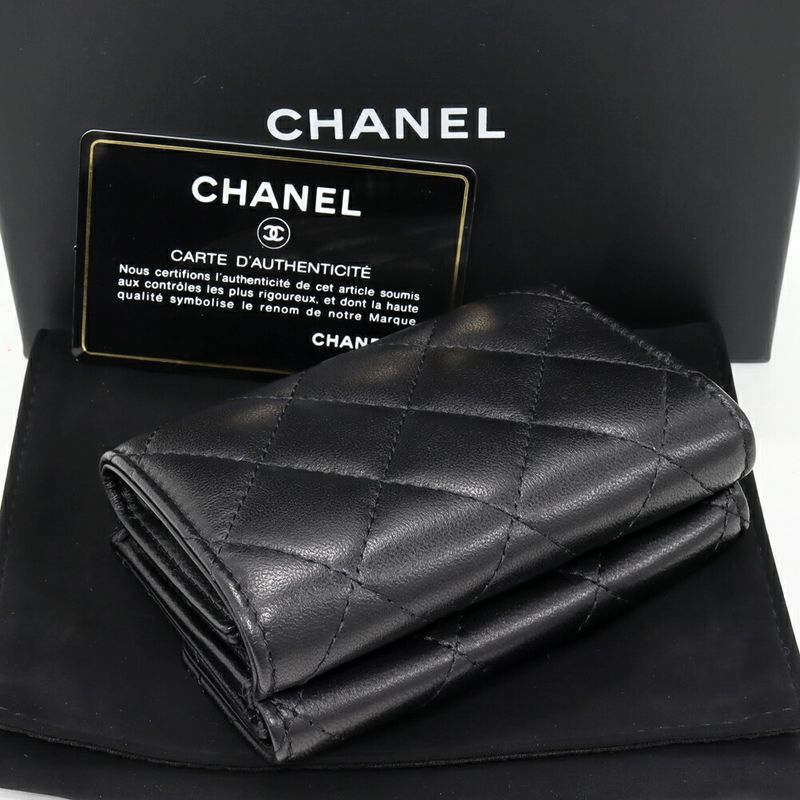 Chanel Trifold Wallet With Coin Purse Iconic Print Coco Mark Compact Wallet